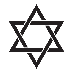 Black silhouette of a star of David.
