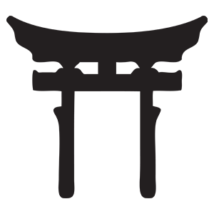 silhouette of a torii in black