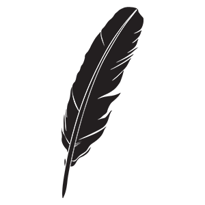 a silhouette of a black feather