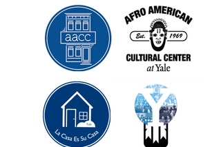 This is a photograph of the four cultural center logos: from the top left clockwise, there is: The Asian American Cultural Center, the Afro American Cultural Center, La Casa Cultural, and the Native American Cultural Center.