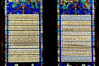 A paired set of stained glass windows honoring Theodore Woolsey and Benjamin Woolsey