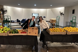 SBNH students with boxes of produce